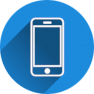 Smartphone auf blauem Hintergrund