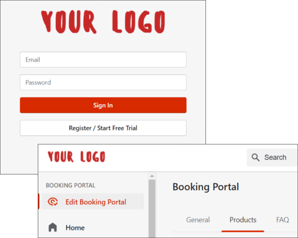 custom logo on the planubo login page and user interface