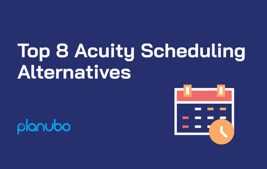 Top 8 Acuity Scheduling Alternatives displayed on a blue background