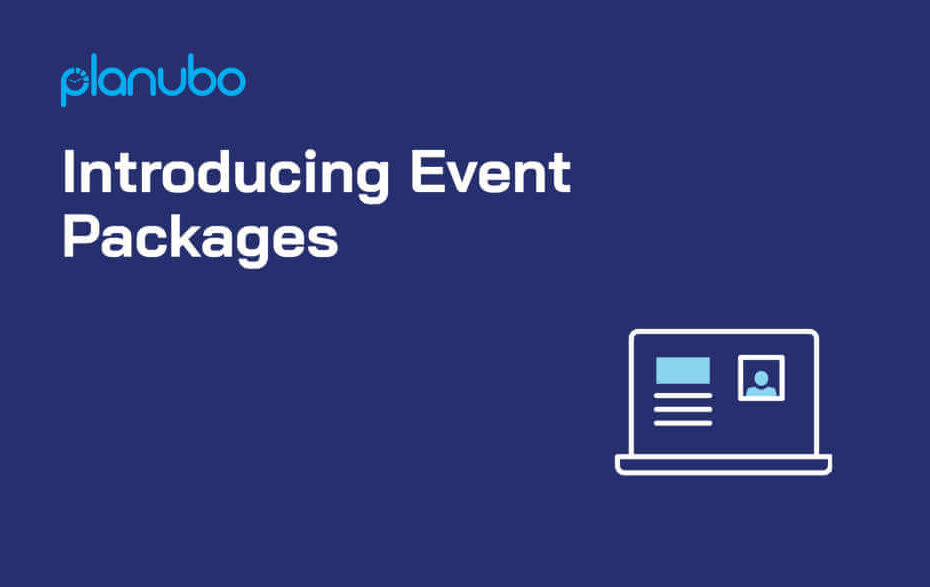 Introducing Event Packages written on blue background.