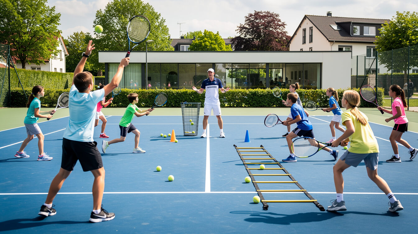 Innenansicht eines Tennisgeschäfts mit hochwertigem Equipment und Zubehör